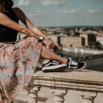 Photo sneakers with elegant dresses